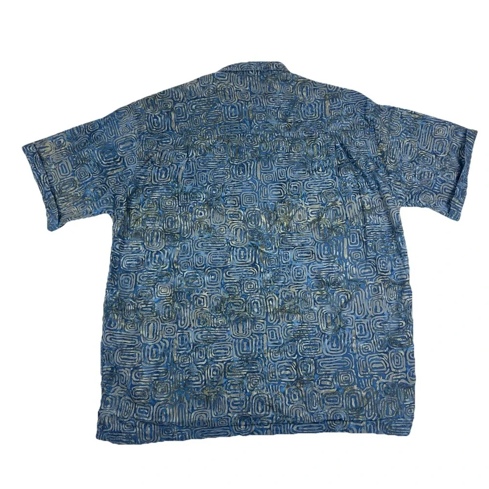 Men's JOHARI WEST Shirt  Abstract 100% Cotton Button Front XL Short Sleeves - Picture 10 of 10